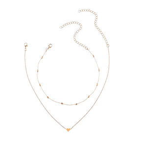 Silver Gold Color Love Heart Pendant Necklace Short Chain Layered Choker Necklace Women Statement Collar Jewelry Gift Bijoux