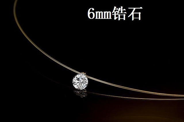 QCOOLJLY Silver Color Dazzling Zircon Necklace And Invisible Transparent Fishing Line Simple Pendant Necklace Jewelry For Women