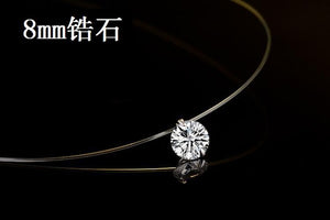 QCOOLJLY Silver Color Dazzling Zircon Necklace And Invisible Transparent Fishing Line Simple Pendant Necklace Jewelry For Women