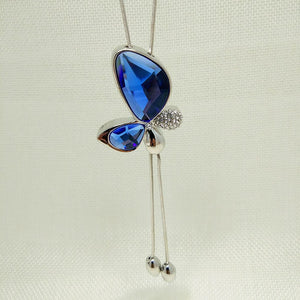 JAVRICK 1 PC Fashion Women Bowknot Pendant Necklace Rhinestone Butterfly Long Sweater Chain  4 Color