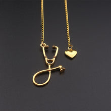 SC 3 Colors Rose Gold/Gold/Silver Stethoscope Lariat Heart Pendant Necklace Newest Nurse Medical Necklace Collares Bijoux Femme