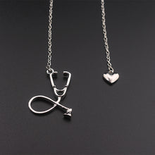 SC 3 Colors Rose Gold/Gold/Silver Stethoscope Lariat Heart Pendant Necklace Newest Nurse Medical Necklace Collares Bijoux Femme