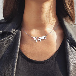 Tardoo Necklaces for Women Big pendants necklaces World Map 925 Sterling Silver Statement Necklaces Colar Lithuania Pingente