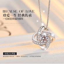 925 Sterling Silver Crystal Clover Necklaces Pendant Hot Sale Pure Silver Cross