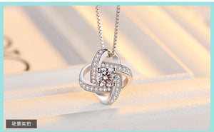 925 Sterling Silver Crystal Clover Necklaces Pendant Hot Sale Pure Silver Cross