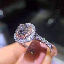 925 Sterling Silver ring Round-cut 2ct Diamond Pink 2 Surround Pave setting cz Wedding Band Rings For Women