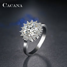 CACANA Cubic Zirconia Ring Sun flower Type Trendy Fashion Zinc Alloy Ring