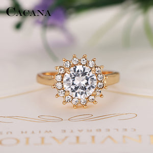 CACANA Cubic Zirconia Ring Sun flower Type Trendy Fashion Zinc Alloy Ring