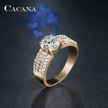 CACANA Four lines Cubic Zirconia Rings For Women Trendy Fashion Zinc Alloy Rings Jewelry Bijouterie Wholesale NO.R503