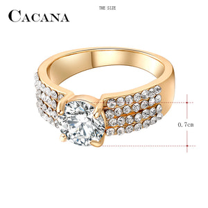 CACANA Four lines Cubic Zirconia Rings For Women Trendy Fashion Zinc Alloy Rings Jewelry Bijouterie Wholesale NO.R503