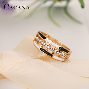CACANA Cubic Zirconia Rings For Women Geometry Strip Trendy Zinc Alloy Rings Jewelry Bijouterie Wholesale