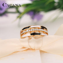 CACANA Cubic Zirconia Rings For Women Geometry Strip Trendy Zinc Alloy Rings Jewelry Bijouterie Wholesale