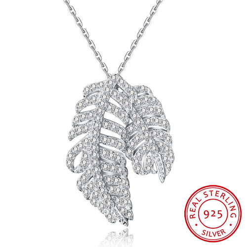 S925 Silver Necklace Double Leaf Necklace Zircon Fashion Necklace
