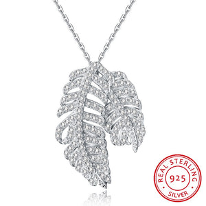 S925 Silver Necklace Double Leaf Necklace Zircon Fashion Necklace