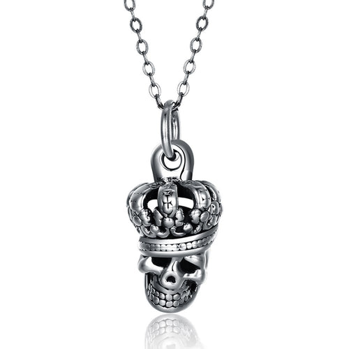 S925 Silver Necklace Retro Plated Skull Necklace