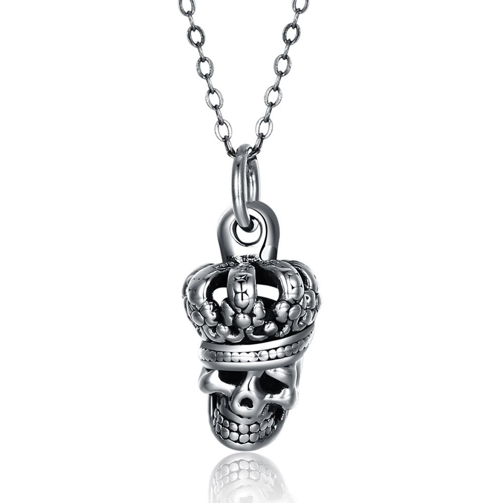 S925 Silver Necklace Retro Plated Skull Necklace