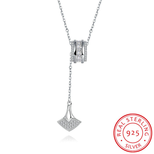 S925 Silver Necklace Geometric Double Pendant Necklace
