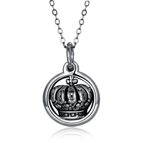 S925 Silver Necklace Retro Plating Crown Necklace