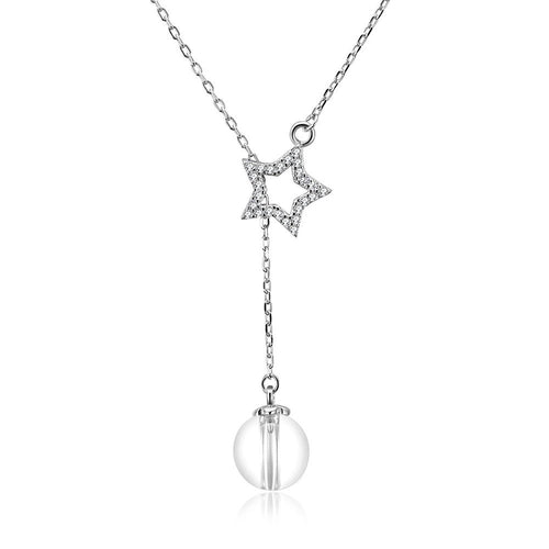 S925 Silver Necklace Pentacle Hanging Ball Necklace