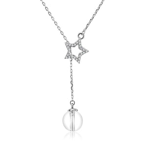 S925 Silver Necklace Pentacle Hanging Ball Necklace