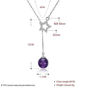 S925 Silver Necklace Pentacle Hanging Ball Necklace