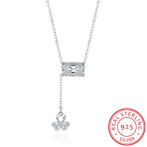 S925 Silver Necklace Hanging Clover Necklace
