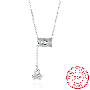 S925 Silver Necklace Hanging Clover Necklace