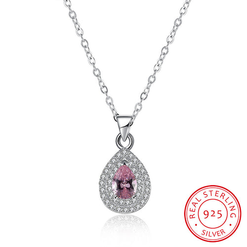 S925 Silver Necklace Water Drop Diamond Necklace