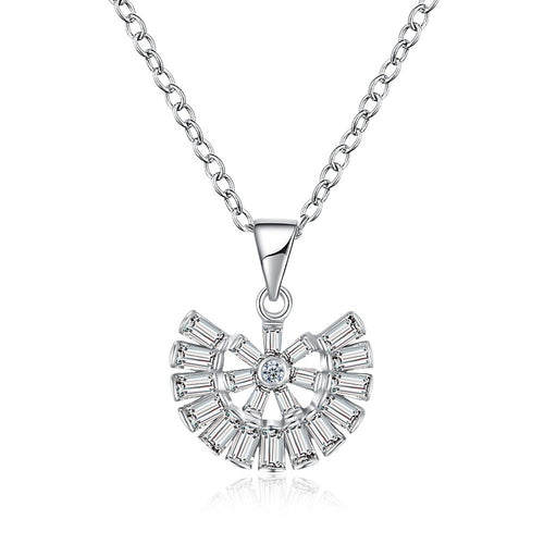 S925 Silver Necklace Scalloped Zircon Fashion Necklace