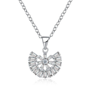 S925 Silver Necklace Scalloped Zircon Fashion Necklace