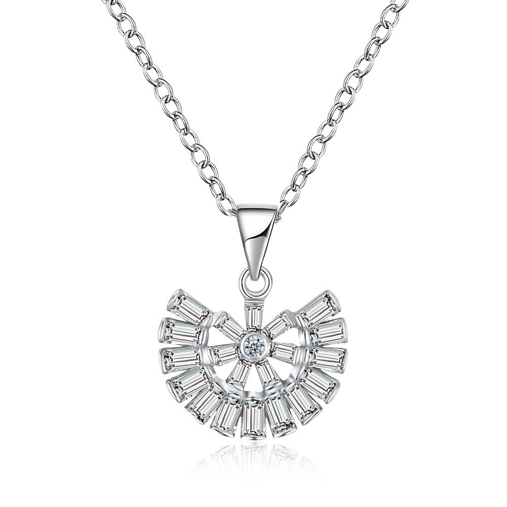 S925 Silver Necklace Scalloped Zircon Fashion Necklace