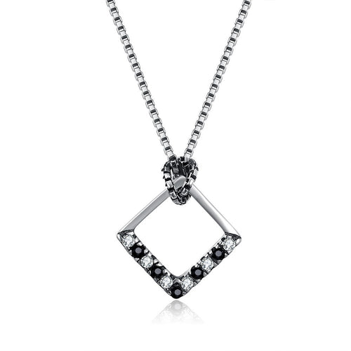 S925 Silver Necklace Retro Style Square Necklace