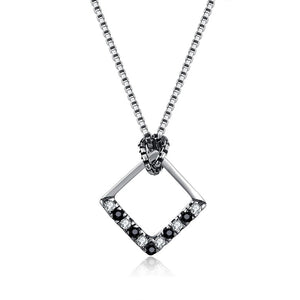S925 Silver Necklace Retro Style Square Necklace