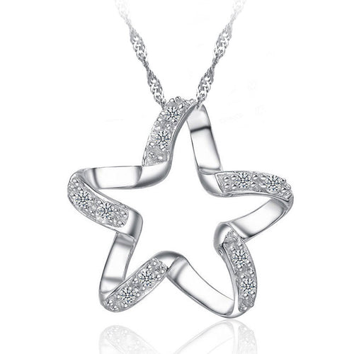 JEXXI 2018 New Arrival 925 Sterling Silver Chic Pendant Necklace Girls Wedding Accessories Women Funny Lucky Star Shape Jewelry