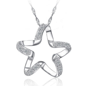 JEXXI 2018 New Arrival 925 Sterling Silver Chic Pendant Necklace Girls Wedding Accessories Women Funny Lucky Star Shape Jewelry