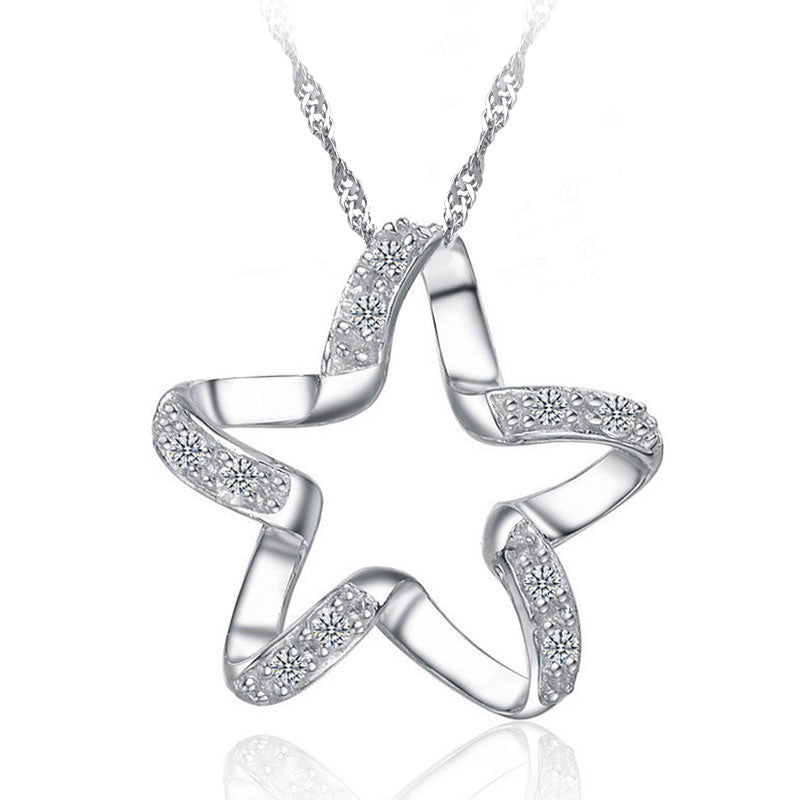 JEXXI 2018 New Arrival 925 Sterling Silver Chic Pendant Necklace Girls Wedding Accessories Women Funny Lucky Star Shape Jewelry