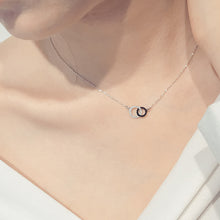 925 Sterling Silver Simple Design Double Round Pendant Necklace For Women Casual Style Lady Cubic Zirconia Diamonds Jewelry