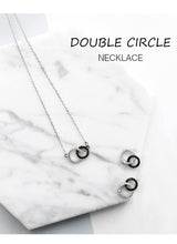 925 Sterling Silver Simple Design Double Round Pendant Necklace For Women Casual Style Lady Cubic Zirconia Diamonds Jewelry