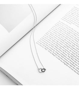 925 Sterling Silver Simple Design Double Round Pendant Necklace For Women Casual Style Lady Cubic Zirconia Diamonds Jewelry