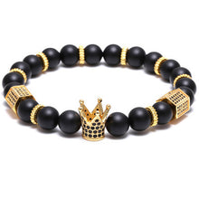 Mcllroy Bracelets Brand Trendy Imperial Crown Charm Men bracelets Natural Stone Beads Women Men Jewelry Pulseras Mujer CZ Paved