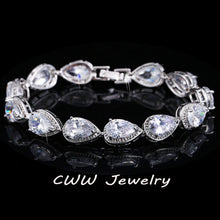 CWWZircons 2018 Fashion Womens Accessories Luxury Cubic Zirconia Water Drop CZ Stone Bracelet Bridal Wedding Jewelry Gift CB135