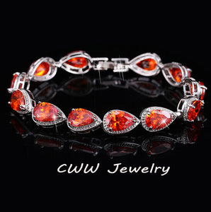 CWWZircons 2018 Fashion Womens Accessories Luxury Cubic Zirconia Water Drop CZ Stone Bracelet Bridal Wedding Jewelry Gift CB135