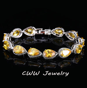 CWWZircons 2018 Fashion Womens Accessories Luxury Cubic Zirconia Water Drop CZ Stone Bracelet Bridal Wedding Jewelry Gift CB135