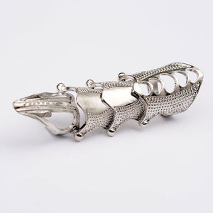 FREE GIVEAWAY - Docona Punk knight Skull Double Finger Ring Knuckle Armour Full Finger Ring Gothic Punk Silvery Ghost Rings Men Brinco 2004