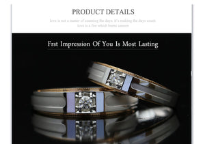 LASAMERO Rings for Men and Women 0.07CT Round Cut Natural Diamond Ring Couple Rings 18k  two tone Gold Engagement Wedding Ring
