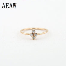 Four Stones Bezel Setting Real Diamond Ring 14k Gold Jewelry 0.12ct Round Shape Natural Diamond Rings For Women