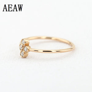 Four Stones Bezel Setting Real Diamond Ring 14k Gold Jewelry 0.12ct Round Shape Natural Diamond Rings For Women