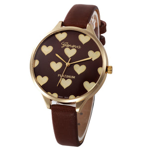 relojes mujer 2018 Watch Women Female Hour Fashion Heart Pattern Women Watches PU Leather Quartz Watch Montre Femme Ladies Watch