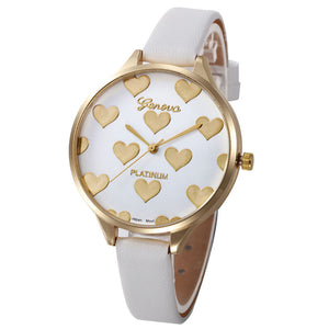 relojes mujer 2018 Watch Women Female Hour Fashion Heart Pattern Women Watches PU Leather Quartz Watch Montre Femme Ladies Watch