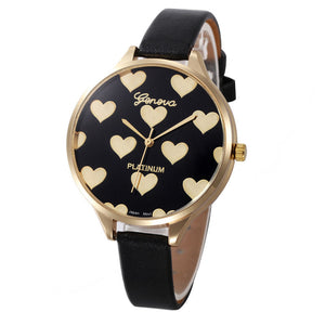 relojes mujer 2018 Watch Women Female Hour Fashion Heart Pattern Women Watches PU Leather Quartz Watch Montre Femme Ladies Watch